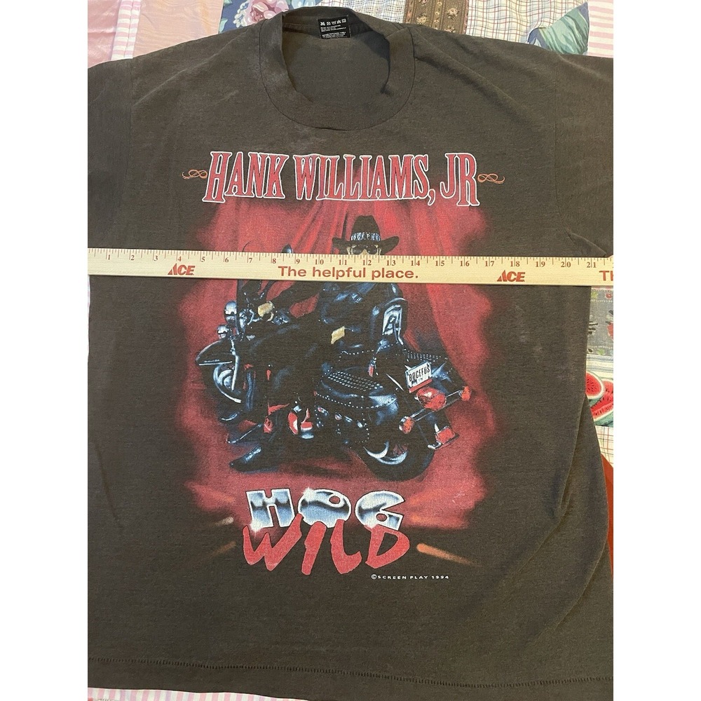 VTG Hank Williams Jr Hog 1995 Wild Tour Faded  T-Shirt Sz Large Fast Shipping - Picture 5 of 9